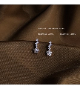 HELN124100386 迷你鋯石小花耳釘女925銀針銀色日韓日常款出勤耳飾潮耳環飾品