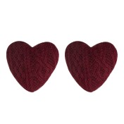 HELN124100388 文藝復古毛線質感酒紅色氣質港風心形愛心耳釘女新款秋冬