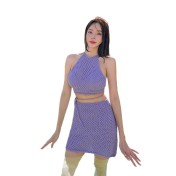 HSPN129100005 豆沙綠韓系掛脖鏤空比基尼四件套遮肉顯瘦高顏值度假分體泳衣