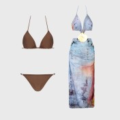 HSPN129100006 海妖復古部落風度假性感辣妹比基尼長裙高級小眾