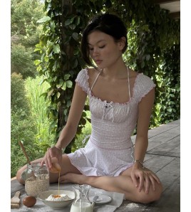 HSPN204100001 莫奈花園ins復古少女遮肚顯瘦漏背連體泳衣度假溫泉