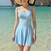 HSPN204100002 法式簡約刺繡鉤邊韓系度假泳衣溫泉沙灘無邊泳池兩件套