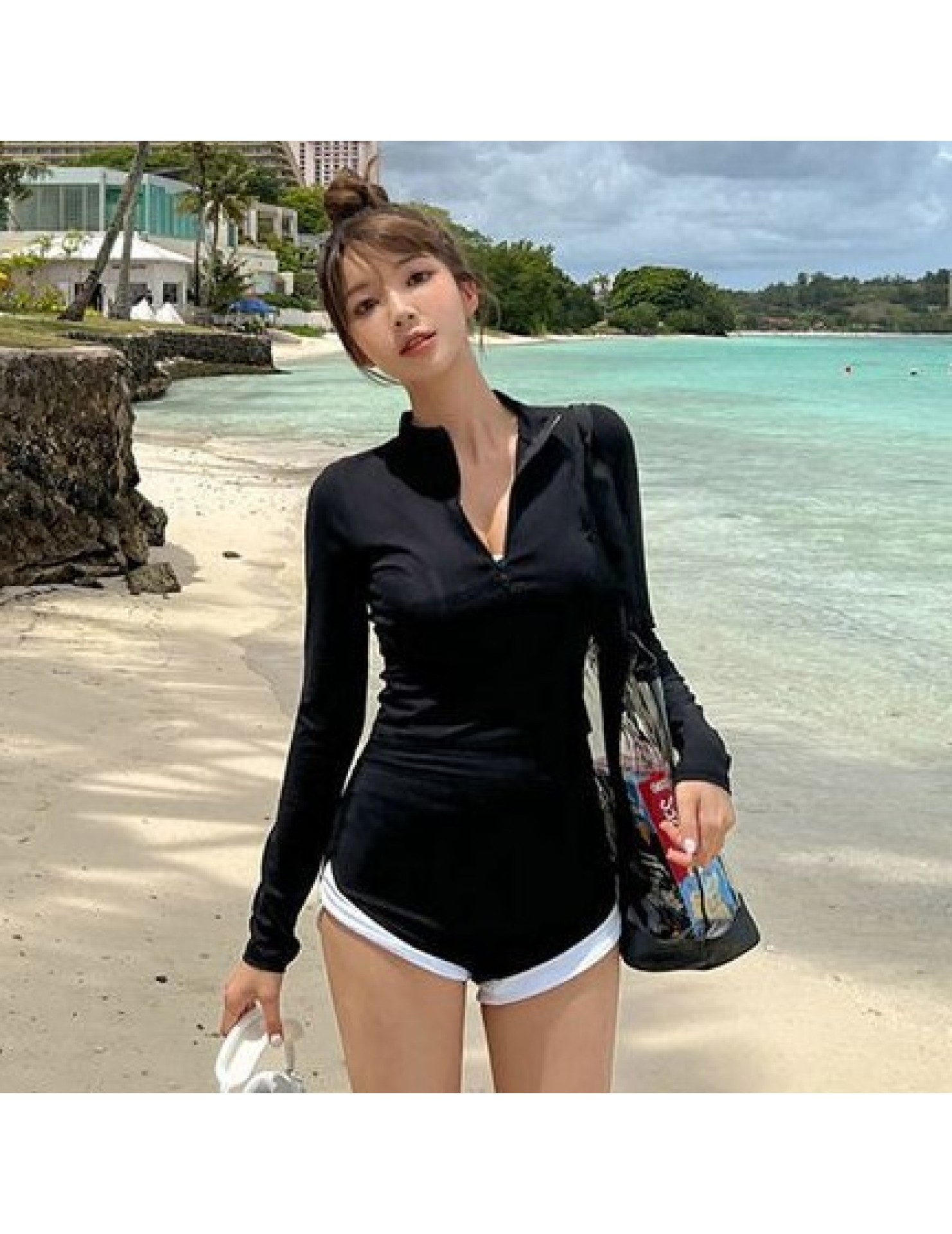HSPN204100005 簡約運動保守遮肉顯瘦分體泳衣溫泉海邊度假