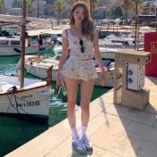 HSPN204100007 貝殼印花正肩V領蛋糕半裙分體泳衣小心機搭配度假溫泉超出片