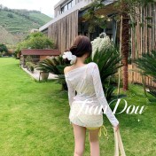 HSPN205100006 檸檬沙冰韓系比基尼甜辣風掛脖三件式海島泳衣