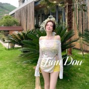 HSPN205100006 檸檬沙冰韓系比基尼甜辣風掛脖三件式海島泳衣