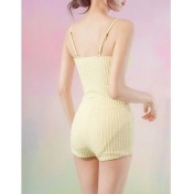 HSPN205A10000 奶油黃簡約高級顯瘦設計感度假溫泉泳衣海島拍照出片