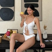 HSPN205A100002 韓系木耳邊鏤空性感沙灘度假分體泳衣