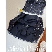 HSPN207A100003 復古波點吊帶木耳邊裙式分體泳衣度假溫泉顯白小眾超出片泳衣