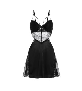 LPLT6319100002 性感蕾絲透視誘惑鋼圈聚攏加胸墊大碼吊帶裙女家居服套裝