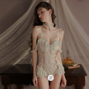 LPLT6319100006 情趣內衣性感露背開襠大碼連體衣網紗透視純欲風制服套裝