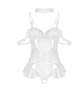 LPLT6319100006 情趣內衣性感露背開襠大碼連體衣網紗透視純欲風制服套裝