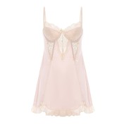 LPLT6319100007 緞面蕾絲花紗睡衣鋼圈聚攏加胸墊吊帶睡裙外袍家居服套裝