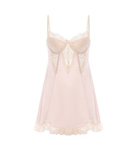 LPLT6319100007 緞面蕾絲花紗睡衣鋼圈聚攏加胸墊吊帶睡裙外袍家居服套裝