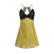 LPLT6319100014 大碼性感純色睡衣休閑舒適吊帶睡裙帶胸墊絲滑家居服套裝