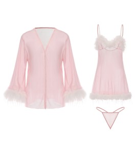 LPLT6319100019 夏款女士情趣內衣純欲透視輕紗誘惑吊帶睡裙外袍制服套裝