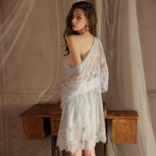 LPLT6319100022 性感露背誘惑睡衣加胸墊聚攏吊帶睡裙外袍大碼女套裝