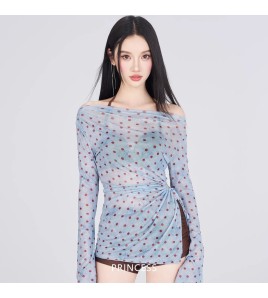 HSPN6321100007 2026新款純欲少女波點罩衫bikini泡溫泉海邊度假分體泳衣