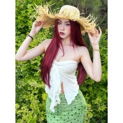 HSPN6325100004 溫柔抹胸復古綠波點裙顯白顯瘦泳衣三件套海島溫泉拍照超出片