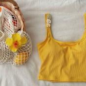 HSPN6325100009 復古油畫度假分體沙灘泳衣純欲吊帶亮色出片溫泉