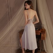 LPLT6319100040 內衣性感深V加胸墊透視蕾絲吊帶睡裙外袍純欲套裝