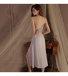 LPLT6319100040 內衣性感深V加胸墊透視蕾絲吊帶睡裙外袍純欲套裝