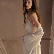 LPLT6319100040 內衣性感深V加胸墊透視蕾絲吊帶睡裙外袍純欲套裝