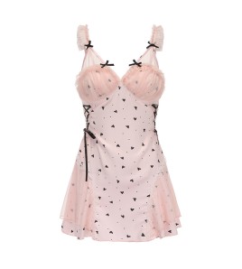 LPLT6319100043 火辣深V加胸墊睡衣甜美透視蕾絲性感大碼睡裙家居服套裝