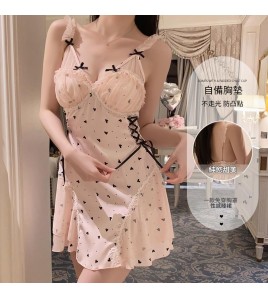 LPLT6319100043 火辣深V加胸墊睡衣甜美透視蕾絲性感大碼睡裙家居服套裝