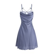 LPLT6319100046 純欲性感蕩領私房睡衣冰絲舒適吊帶睡裙外袍女家居服套裝