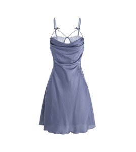 LPLT6319100046 純欲性感蕩領私房睡衣冰絲舒適吊帶睡裙外袍女家居服套裝