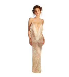 LPLT6319100049 情趣內衣純欲慵懶透視蕾絲激情深V低胸露背睡裙大碼套裝