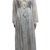 LWBC6326100003 新款波浪花邊蕾絲寬松防曬沙灘開衫長裙度假裝泳衣外搭罩衫女