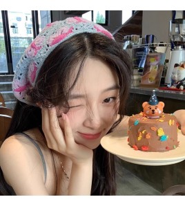 LWBC6326100004 三角巾頭巾女甜美可愛出游拍照手工針織包頭巾