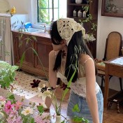 LWBC6326100004 三角巾頭巾女甜美可愛出游拍照手工針織包頭巾