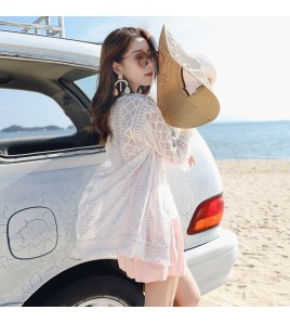 LWBC6326100006 蕾絲雪紡衫流蘇開衫外搭 度假民族風波西米亞沙灘防曬衣女