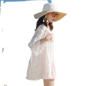 LWBC6326100006 蕾絲雪紡衫流蘇開衫外搭 度假民族風波西米亞沙灘防曬衣女