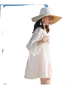 LWBC6326100006 蕾絲雪紡衫流蘇開衫外搭 度假民族風波西米亞沙灘防曬衣女