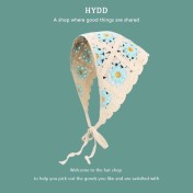 LWBC6326100008 甜美可愛針織三角頭巾雛菊頭巾女夏純棉發帶法式田野風頭