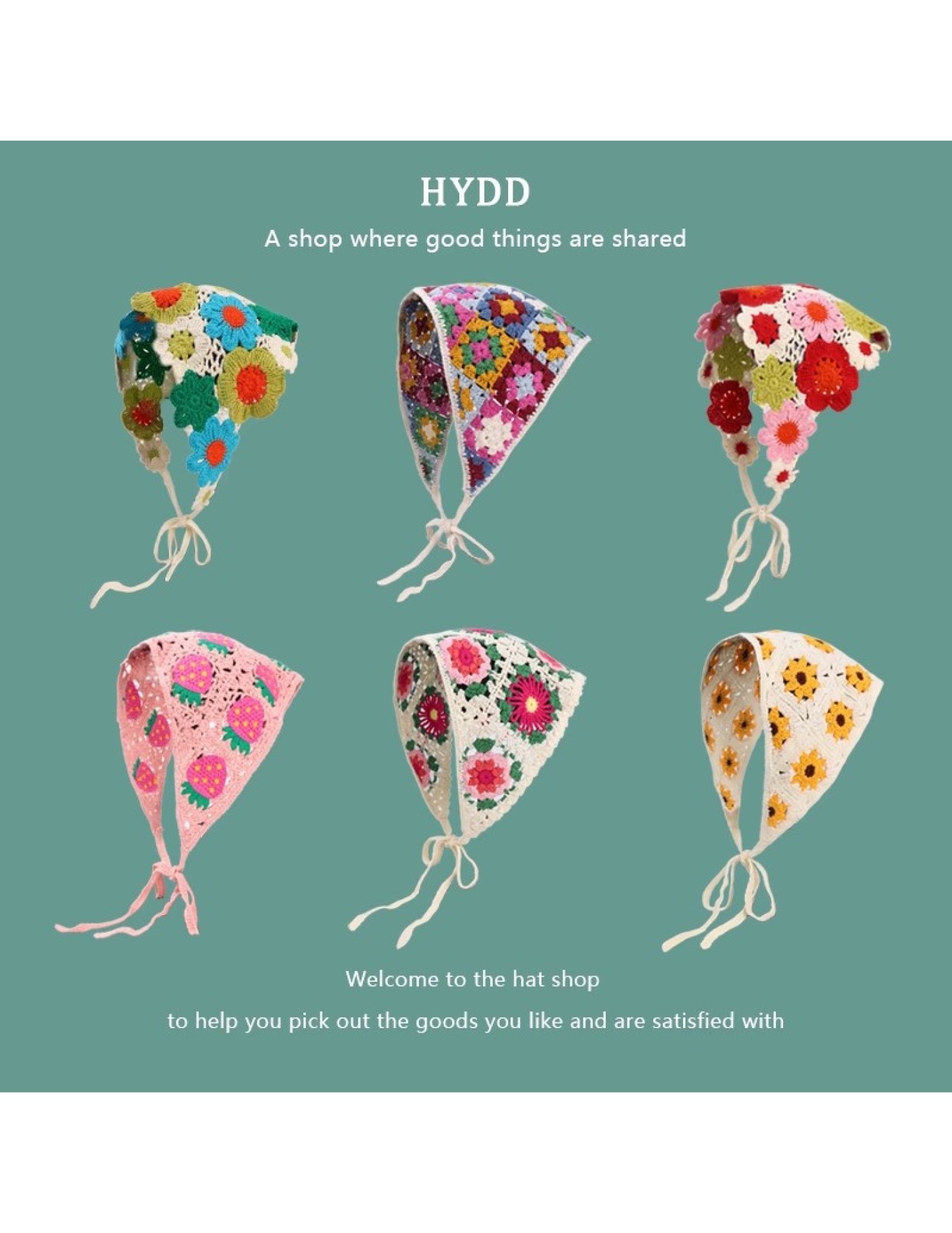 LWBC6326100008 甜美可愛針織三角頭巾雛菊頭巾女夏純棉發帶法式田野風頭