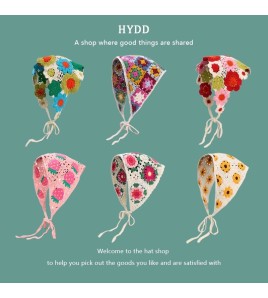 LWBC6326100008 甜美可愛針織三角頭巾雛菊頭巾女夏純棉發帶法式田野風頭