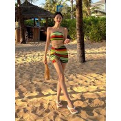 HSPN6328100003 繽紛盛夏海島比基尼度假針織抹胸掛脖性感泳衣