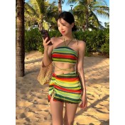HSPN6328100003 繽紛盛夏海島比基尼度假針織抹胸掛脖性感泳衣