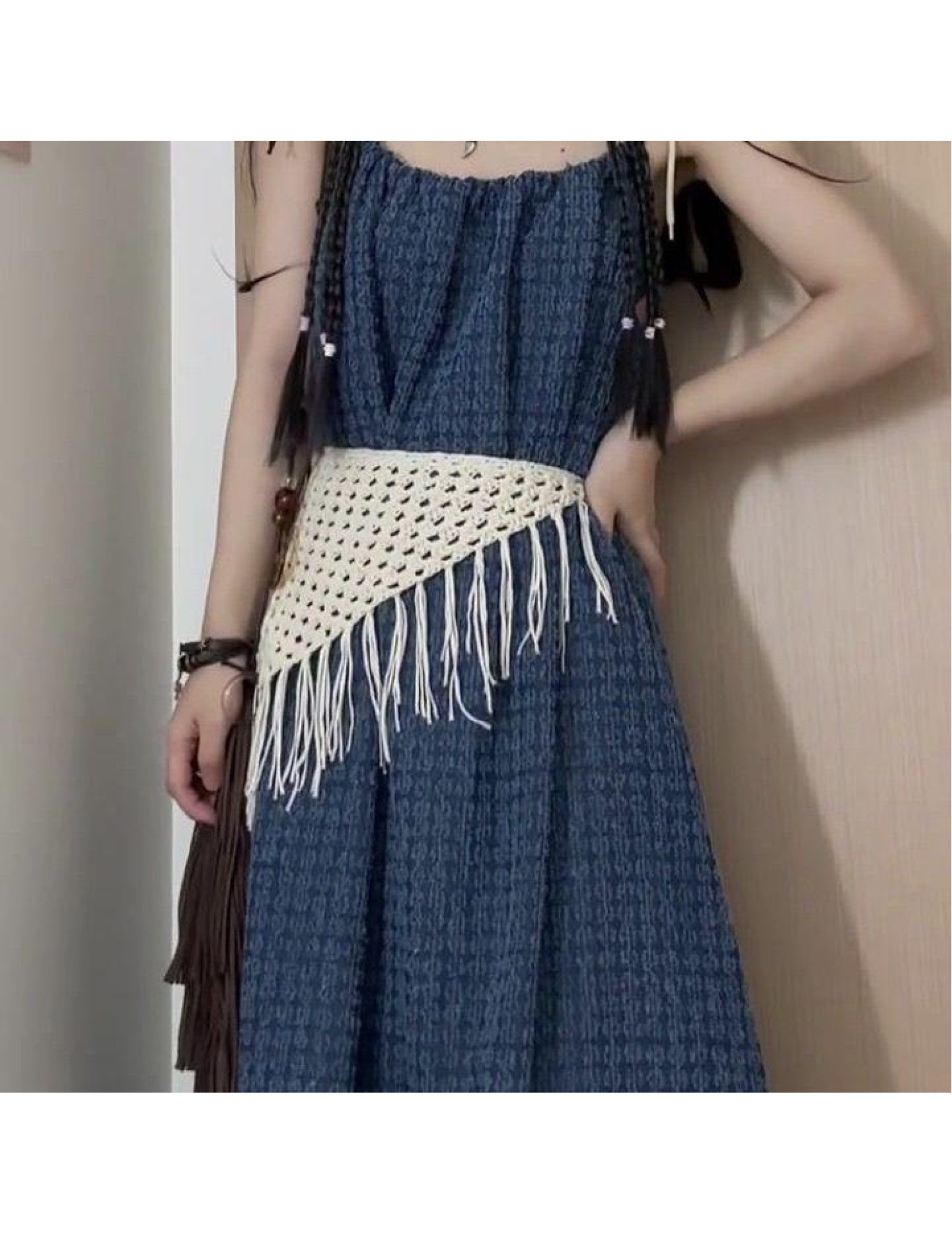 LWBC6326100007 新款三角腰封鏤空綁帶辣妹時尚搭配圍巾腰巾屁簾頭巾手工編織