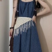 LWBC6326100007 新款三角腰封鏤空綁帶辣妹時尚搭配圍巾腰巾屁簾頭巾手工編織