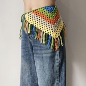 LWBC6326100007 新款三角腰封鏤空綁帶辣妹時尚搭配圍巾腰巾屁簾頭巾手工編織