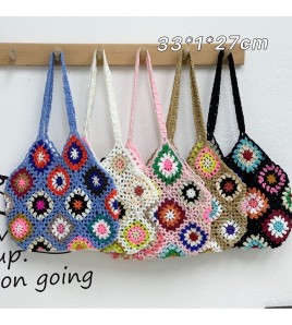 LWBC6326100013 純手工手鉤花編織成品女包民族風圖案手鉤重工單肩包手提祖母女包