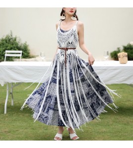 LWBC6326100020 復古民族風針織長流蘇罩衫吊帶外穿鏤空美背心夏季