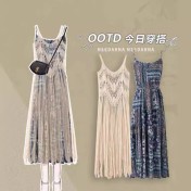 LWBC6326100020 復古民族風針織長流蘇罩衫吊帶外穿鏤空美背心夏季