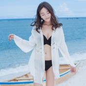 LWBC6326100022 比基尼罩衫外套溫泉游泳衣外搭蕾絲鏤空海邊沙灘度假裙防曬開衫女